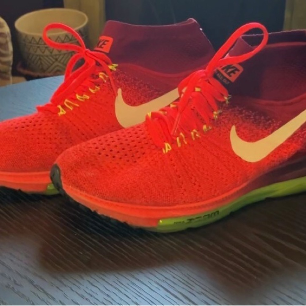 Nike Zoom All Out Flyknit Running Shoes with White Swoosh and Lime Sole